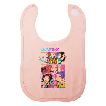 Huntrix Kpop Girls, Σαλιάρα με Σκρατς ΡΟΖ 100% Organic Cotton (0-18 months)