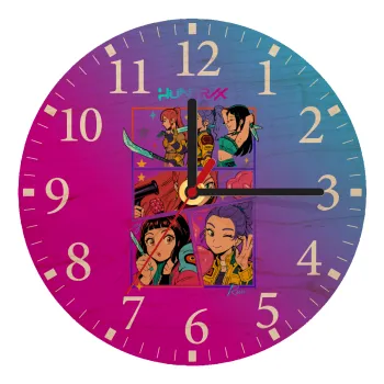 Huntrix Kpop Girls, Ρολόι τοίχου ξύλινο plywood (20cm)