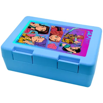 Huntrix Kpop Girls, Παιδικό δοχείο κολατσιού ΓΑΛΑΖΙΟ 185x128x65mm (BPA free πλαστικό)