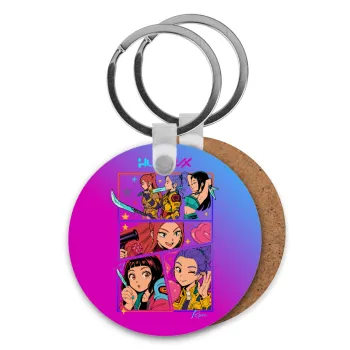 Huntrix Kpop Girls, Μπρελόκ Ξύλινο στρογγυλό MDF Φ5cm