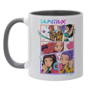 Huntrix Kpop Girls, Κούπα χρωματιστή γκρι, κεραμική, 330ml