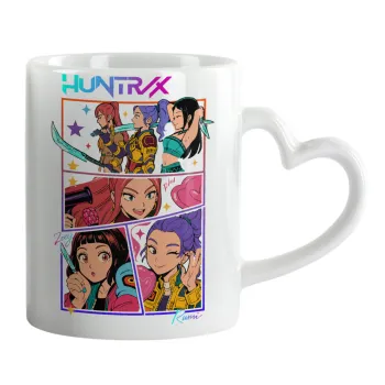 Huntrix Kpop Girls, Κούπα καρδιά χερούλι λευκή, κεραμική, 330ml