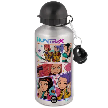 Huntrix Kpop Girls, Μεταλλικό παγούρι νερού, Ασημένιο, αλουμινίου 500ml