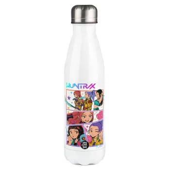 Huntrix Kpop Girls, Μεταλλικό παγούρι θερμός Λευκό (Stainless steel), διπλού τοιχώματος, 500ml