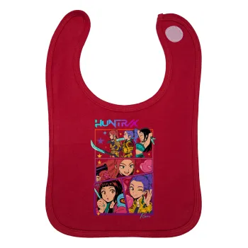 Huntrix Kpop Girls, Σαλιάρα με Σκρατς Κόκκινη 100% Organic Cotton (0-18 months)