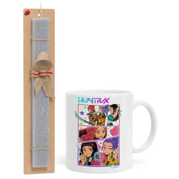 Huntrix Kpop Girls, Πασχαλινή Λαμπάδα με Κούπα κεραμική (330ml) & κερί αρωματικό πλακέ (30cm) (ΓΚΡΙ)
