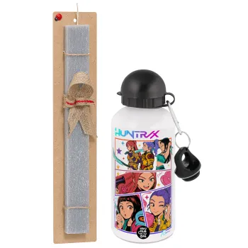 Huntrix Kpop Girls, Πασχαλινή Λαμπάδα με παγούρι μεταλλικό  αλουμινίου (500ml) & κερί αρωματικό πλακέ (30cm) (ΓΚΡΙ)