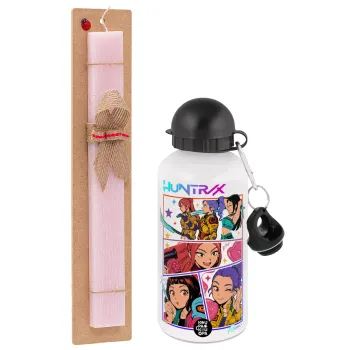 Huntrix Kpop Girls, Easter Set, metallic aluminum bottle (500ml) & aromatic flat Easter candle (30cm) (PINK)