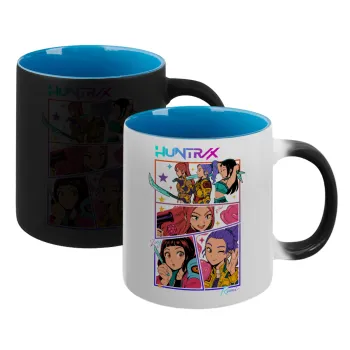 Huntrix Kpop Girls, Κούπα Μαγική εσωτερικό μπλε, κεραμική 330ml που αλλάζει χρώμα με το ζεστό ρόφημα