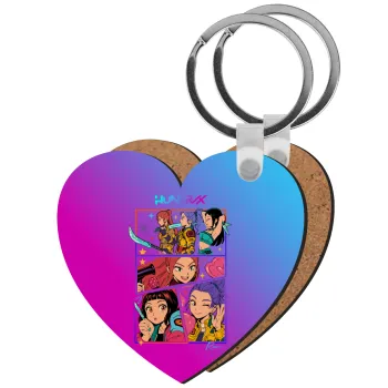 Huntrix Kpop Girls, Μπρελόκ Ξύλινο καρδιά MDF