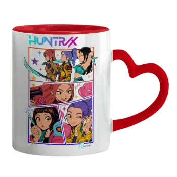 Huntrix Kpop Girls, Κούπα καρδιά χερούλι κόκκινη, κεραμική, 330ml