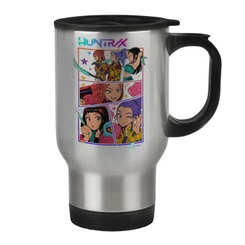 Huntrix Kpop Girls, Κούπα ταξιδιού ανοξείδωτη με καπάκι, διπλού τοιχώματος (θερμό) 450ml