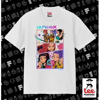 Huntrix Kpop Girls, Κλασικό T-Shirt, διπλής ραφής, χωρίς πλευρικές ραφές ΛΕΥΚΟ από 100% βαμβάκι. Vegan & OEKO-TEX πιστοποιημένο.