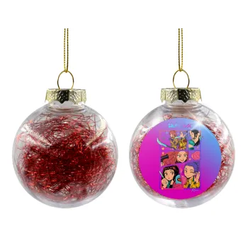 Huntrix Kpop Girls, Transparent Christmas tree ball ornament with red filling 8cm
