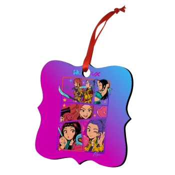 Huntrix Kpop Girls, Στολίδι Χριστουγεννιάτικο στολίδι polygon ξύλινο 7.5cm