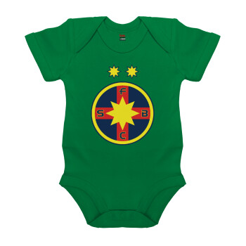 FC Steaua Bucuresti (FCSB), Βρεφικό φορμάκι μωρού, ΠΡΑΣΙΝΟ, 100% Organic Cotton, κοντομάνικο