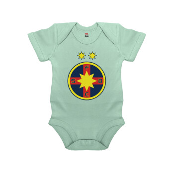FC Steaua Bucuresti (FCSB), Βρεφικό φορμάκι μωρού, 0-18 μηνών, mint (Μέντα), 100% Organic Cotton, κοντομάνικο