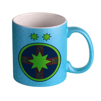 FC Steaua Bucuresti (FCSB), Κούπα Σιέλ Glitter που γυαλίζει, κεραμική, 330ml