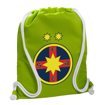 FC Steaua Bucuresti (FCSB), Τσάντα πλάτης πουγκί GYMBAG LIME GREEN, με τσέπη (40x48cm) & χονδρά κορδόνια