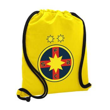 FC Steaua Bucuresti (FCSB), Τσάντα πλάτης πουγκί GYMBAG Κίτρινη, με τσέπη (40x48cm) & χονδρά κορδόνια