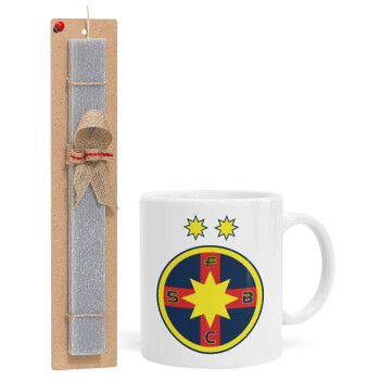 FC Steaua Bucuresti (FCSB), Πασχαλινή Λαμπάδα με Κούπα κεραμική (330ml) & κερί αρωματικό πλακέ (30cm) (ΓΚΡΙ)