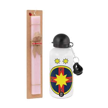 FC Steaua Bucuresti (FCSB), Πασχαλινή Λαμπάδα με παγούρι μεταλλικό αλουμινίου (500ml) & κερί αρωματικό πλακέ (30cm) (ΡΟΖ)