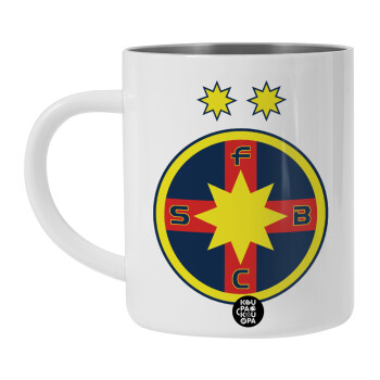 FC Steaua Bucuresti (FCSB), BIG Mug Stainless steel double wall (450ml, White)