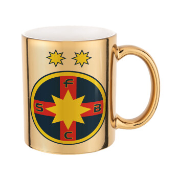FC Steaua Bucuresti (FCSB), Mug ceramic, gold mirror, 330ml