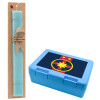 Easter Set, children's snack container BLUE & Easter aromatic flat candle (30cm) (TURQUOISE)