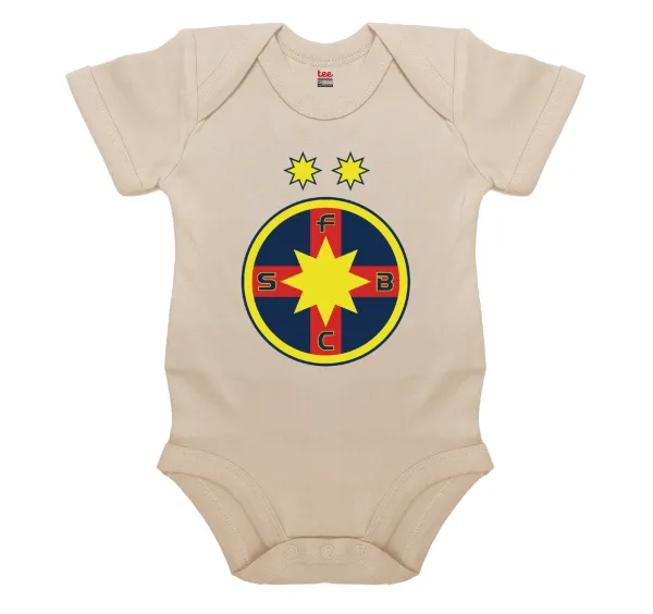 FC Steaua Bucuresti (FCSB) — Βρεφικό φορμάκι μωρού, 0-18 μηνών, Natural, 100% Organic Cotton, κοντομάνικο