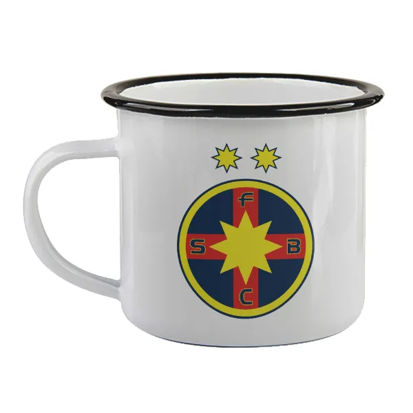 FC Steaua Bucuresti (FCSB) — Enamel mug with black rim, 360ml