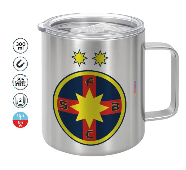 FC Steaua Bucuresti (FCSB) — Double-walled stainless steel mug 300ml with temperature-retaining lid