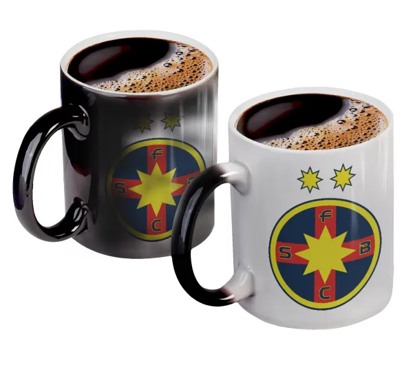 FC Steaua Bucuresti (FCSB) — Color changing magic Mug, ceramic, 330ml when adding hot liquid inside, the black colour desappears (1 pcs)
