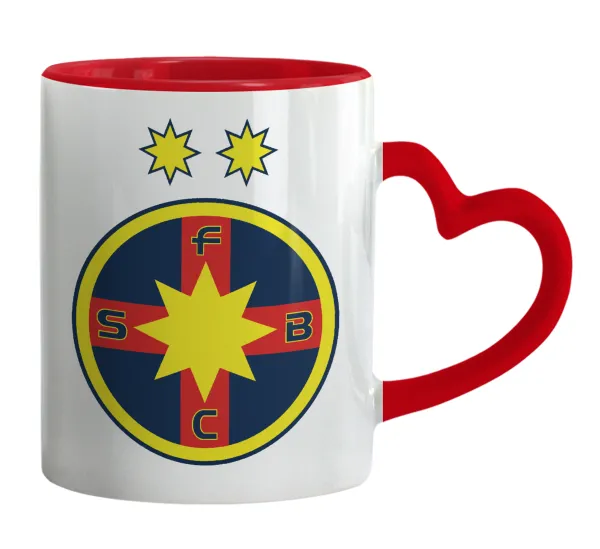 FC Steaua Bucuresti (FCSB) — Mug heart red handle, ceramic, 330ml
