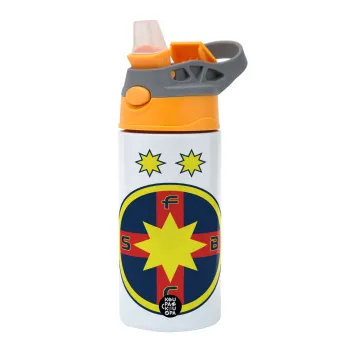 FC Steaua Bucuresti (FCSB), Παιδικό παγούρι θερμό, ανοξείδωτο, με καλαμάκι ασφαλείας, Πορτοκαλί/Γκρι (360ml) BPA-FREE