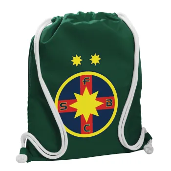 FC Steaua Bucuresti (FCSB), Τσάντα πλάτης πουγκί GYMBAG BOTTLE GREEN, με τσέπη (40x48cm) & χονδρά λευκά κορδόνια