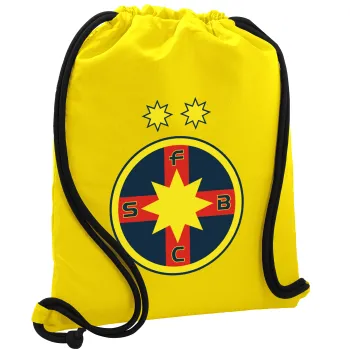 FC Steaua Bucuresti (FCSB), Τσάντα πλάτης πουγκί GYMBAG Κίτρινη, με τσέπη (40x48cm) & χονδρά κορδόνια