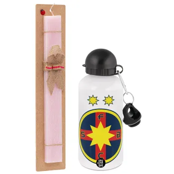 FC Steaua Bucuresti (FCSB), Πασχαλινή Λαμπάδα με παγούρι μεταλλικό αλουμινίου (500ml) & κερί αρωματικό πλακέ (30cm) (ΡΟΖ)