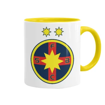 FC Steaua Bucuresti (FCSB), Κούπα χρωματιστή κίτρινη, κεραμική, 330ml