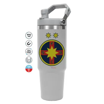 FC Steaua Bucuresti (FCSB), GREY color, 890ml (30oz) stainless Steel Tumbler with Handle