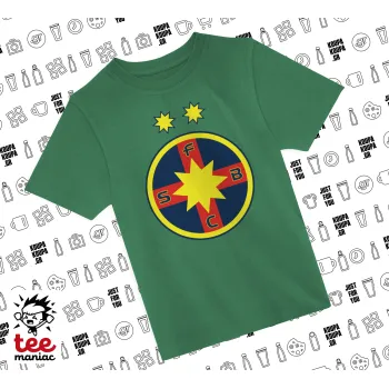 FC Steaua Bucuresti (FCSB), Άνετο παιδικό T-Shirt ΠΡΑΣΙΝΟ από 100% βαμβάκι, για κάθε μέρα. Vegan & OEKO-TEX πιστοποιημένο.