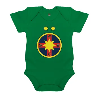FC Steaua Bucuresti (FCSB), Βρεφικό φορμάκι μωρού, ΠΡΑΣΙΝΟ, 100% Organic Cotton, κοντομάνικο