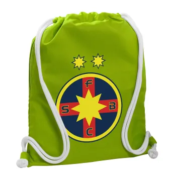 FC Steaua Bucuresti (FCSB), Τσάντα πλάτης πουγκί GYMBAG LIME GREEN, με τσέπη (40x48cm) & χονδρά κορδόνια