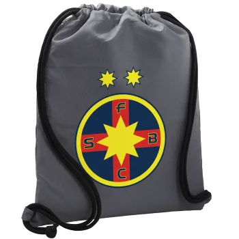 FC Steaua Bucuresti (FCSB), Backpack pouch GYMBAG GREY, with pocket (40x48cm) & thick cords