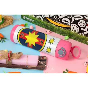 FC Steaua Bucuresti (FCSB), Easter candle, Childrens hot water bottle, stainless steel, with safety straw, PINK (500ml)