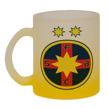 FC Steaua Bucuresti (FCSB), Κούπα γυάλινη δίχρωμη με βάση το κίτρινο ματ, 330ml