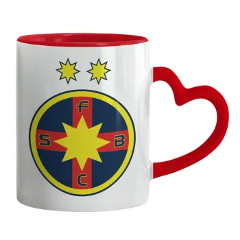 FC Steaua Bucuresti (FCSB), Κούπα καρδιά χερούλι κόκκινη, κεραμική, 330ml