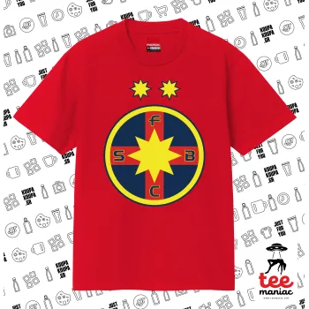 FC Steaua Bucuresti (FCSB), Κλασικό T-Shirt, διπλής ραφής, χωρίς πλευρικές ραφές ΚΟΚΚΙΝΟ από 100% βαμβάκι. Vegan & OEKO-TEX πιστοποιημένο.