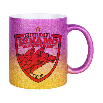 FC Dinamo Bucuresti, Κούπα Χρυσή/Ροζ Glitter, κεραμική, 330ml