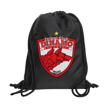 FC Dinamo Bucuresti, Τσάντα πλάτης πουγκί GYMBAG Μαύρη, με τσέπη (40x48cm) & χονδρά κορδόνια